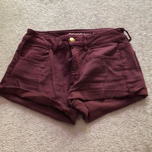 Maroon American eagle shorts